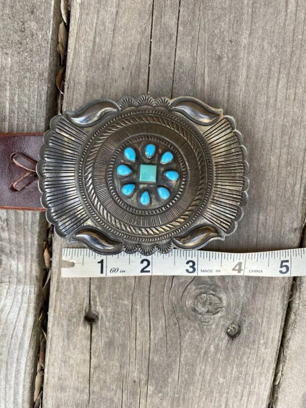 Navajo Eugene Charley Sterling Concho Belt Turquoise Vintage (NECF)